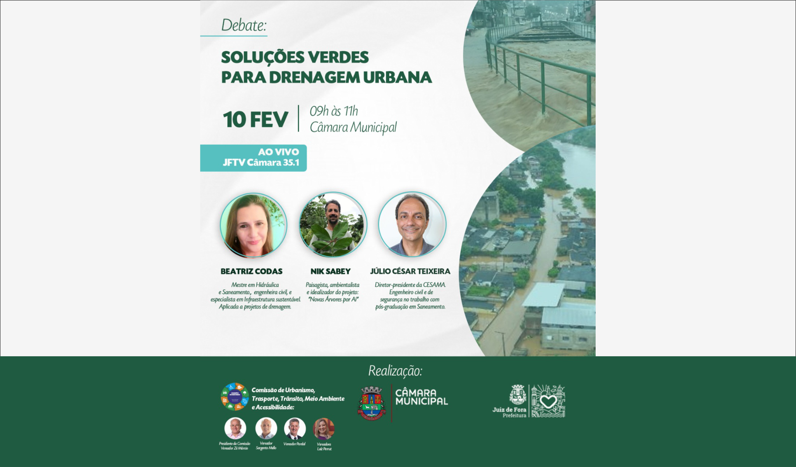 Palestra discutirá ações sustentáveis de drenagem urbana nesta quarta na JFTV Câmara (09/02/2021 00:00:00)