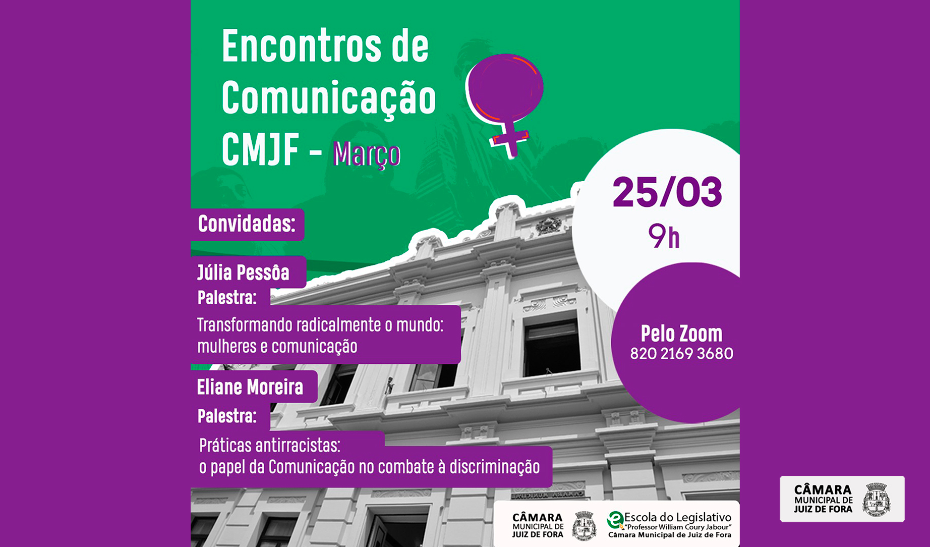 Encontros de Comunicação CMJF - Edição do mês de março aborda a transformação do mundo pelas mulheres e papel da Comunicação no combate ao racismo (22/03/2021 00:00:00)