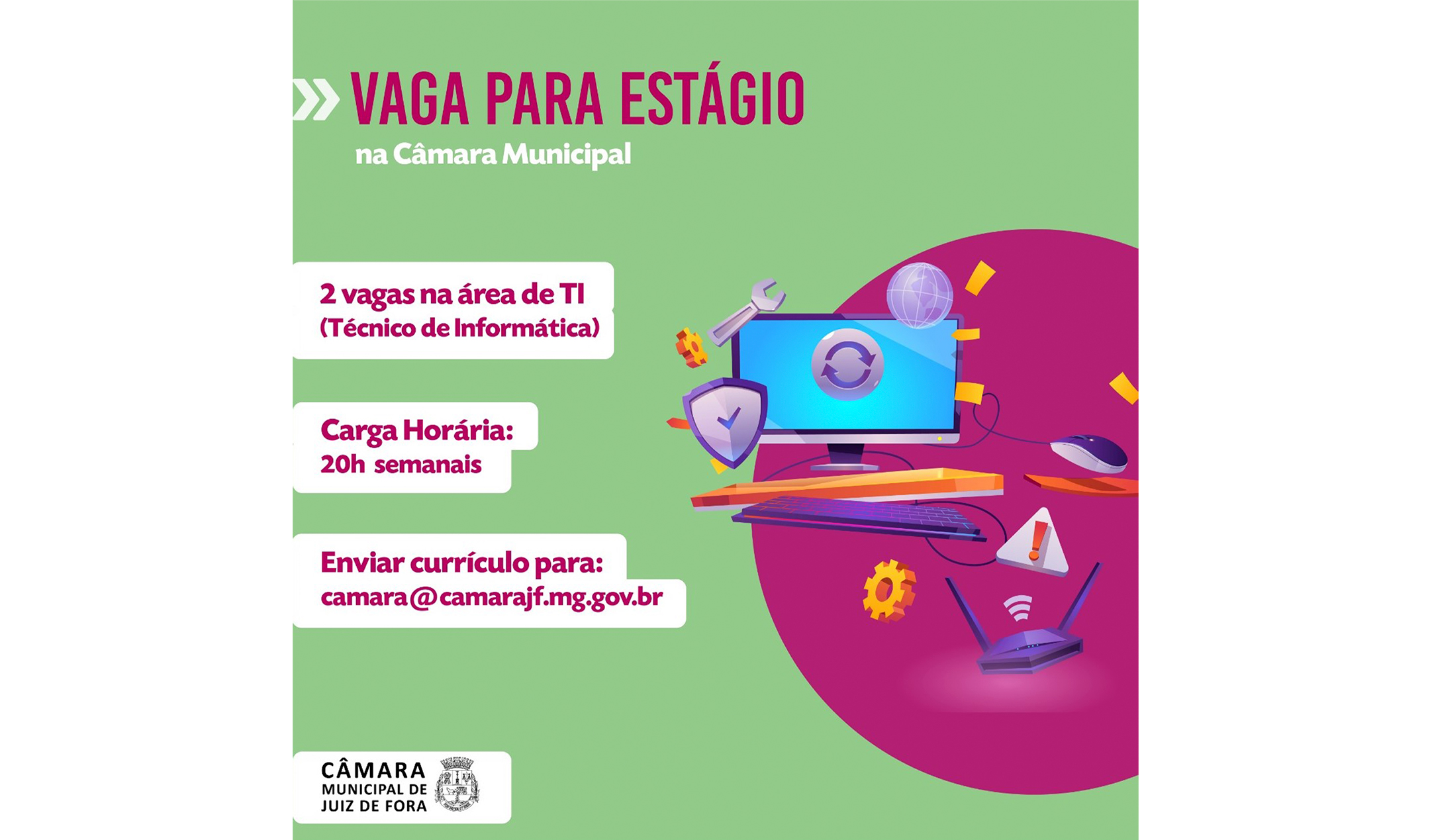 Câmara disponibiliza vagas de estágio na área da Tecnologia da Informação  (20/04/2021 00:00:00)