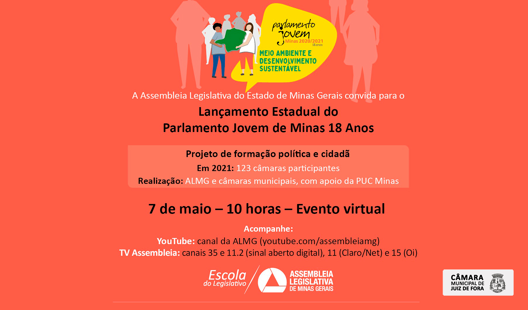 Câmara participará de lançamento do projeto Parlamento Jovem de Minas 2021 (05/05/2021 00:00:00)