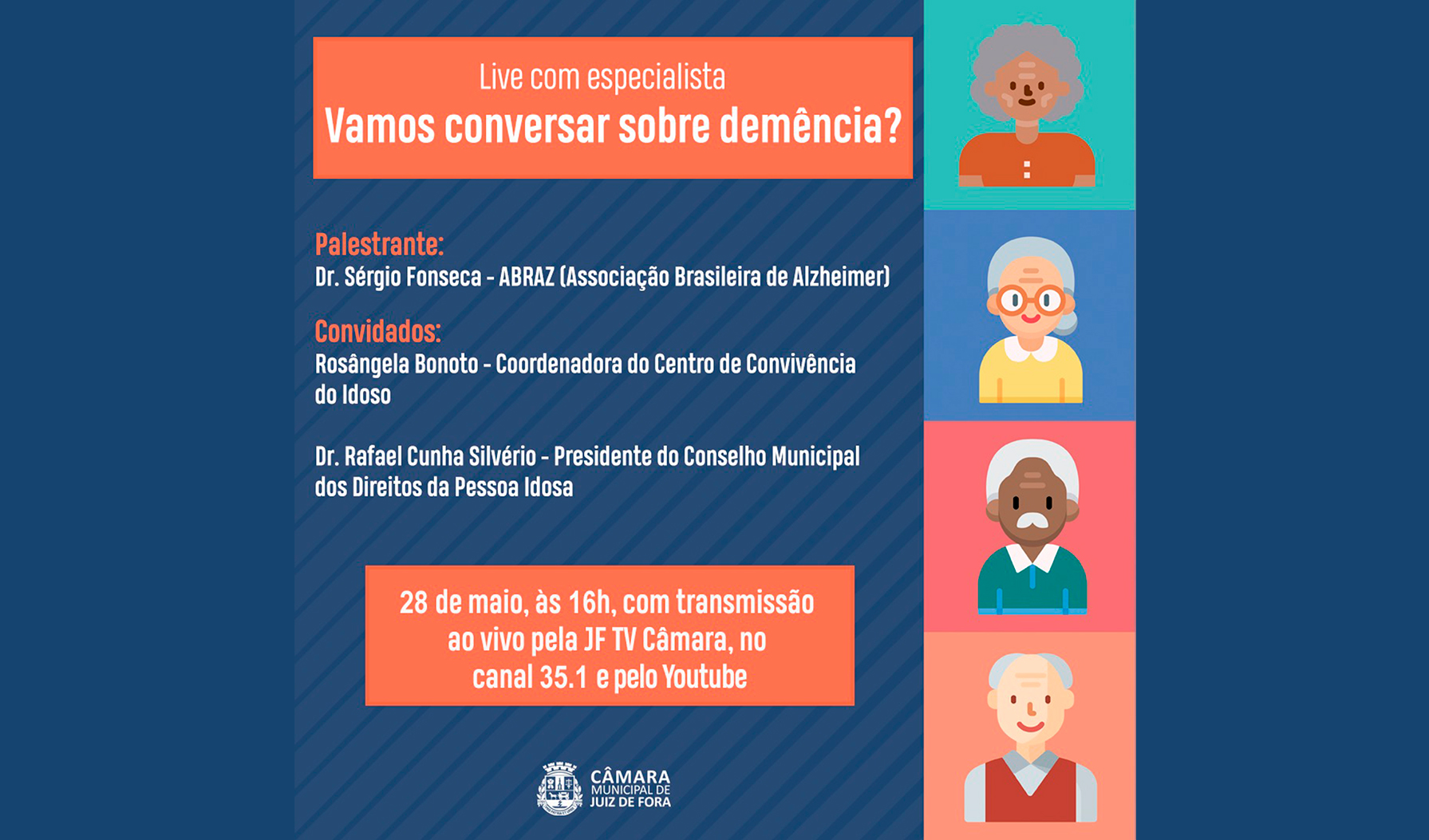 Semana Municipal da Pessoa Idosa - Câmara realizará palestra sobre a demência encerrando o mês de eventos (26/05/2021 00:00:00)