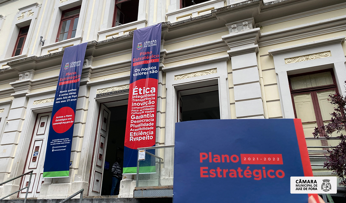 Plano Estratégico - Câmara faz intervenção na fachada para divulgar os valores e a construção de seu primeiro plano (01/06/2021 00:00:00)