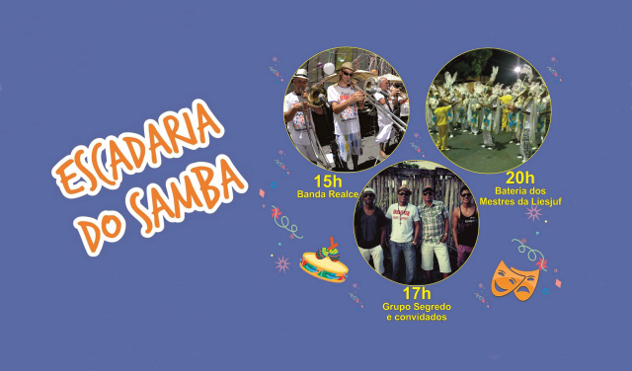 Banda Realce, Grupo Segredo e Bateria dos Mestres da Liesjuf se apresentam na Escadaria do Samba (24/01/2018 00:00:00)
