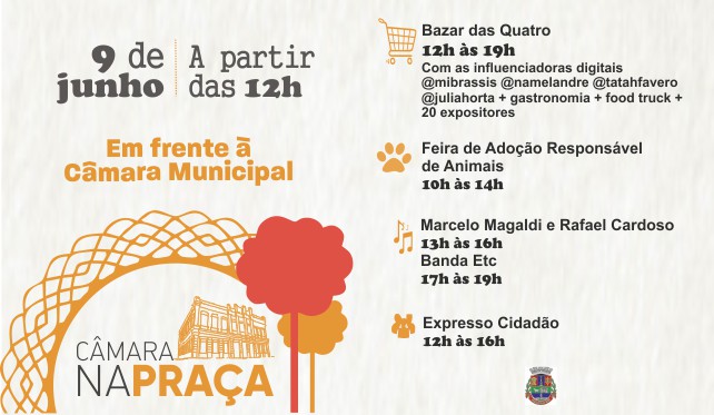 Câmara na Praça reúne música, serviços, arte, gastronomia, feira de adoção de animais e campanha do agasalho (04/06/2018 00:00:00)
