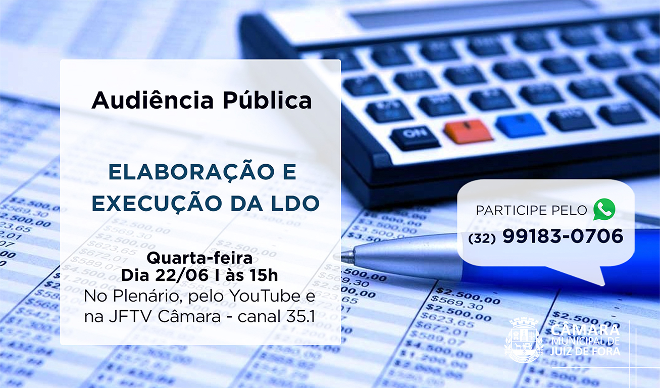 LDO será tema de Audiência Pública (15/06/2022 00:00:00)