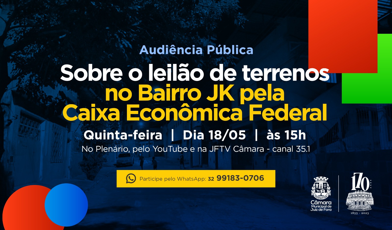 Câmara promoverá audiência sobre leilão de terrenos no Bairro JK (15/05/2023 00:00:00)