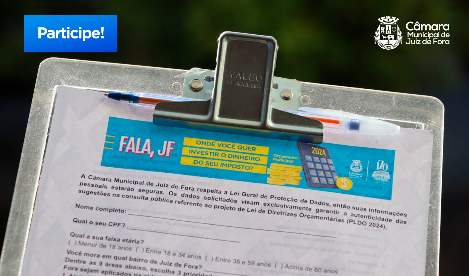 Fala, JF - Participações serão coletadas até a próxima sexta-feira, 30 (28/06/2023 00:00:00)