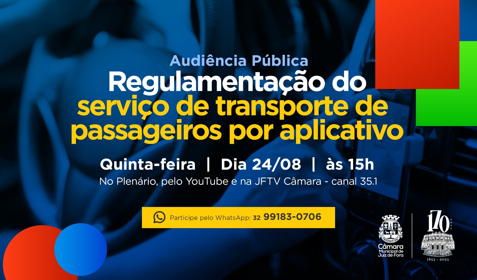 Câmara promoverá Audiência Pública sobre serviço de transporte por aplicativos (23/08/2023 00:00:00)