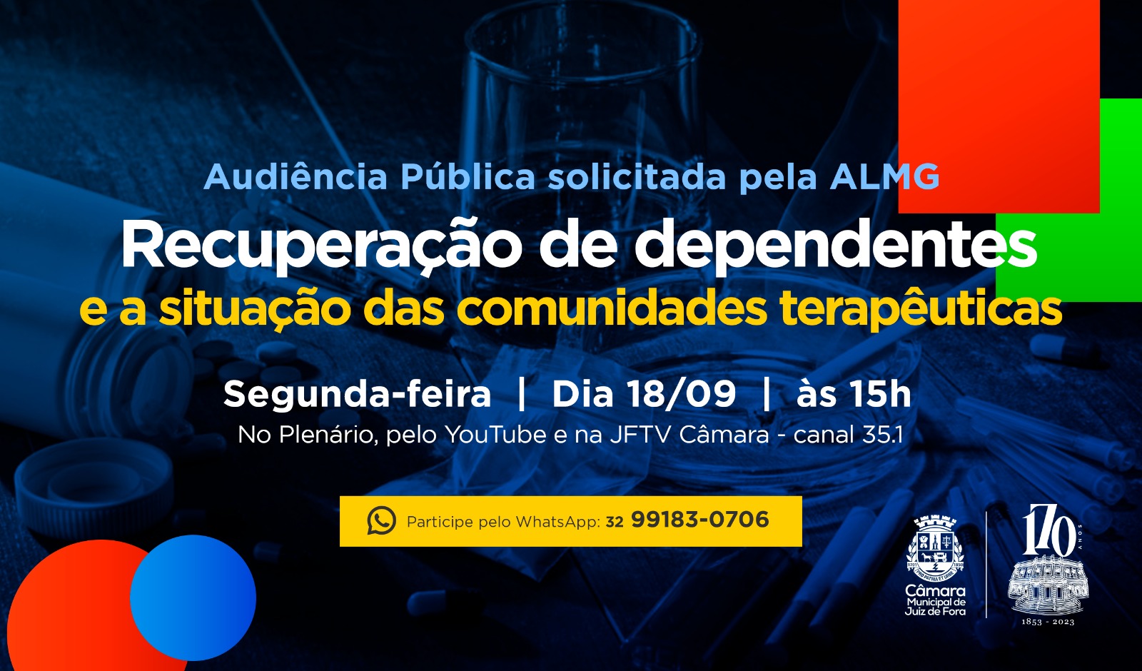 Audiência Pública debaterá a recuperação de dependentes químicos e a situação das comunidades terapêuticas (18/09/2023 00:00:00)