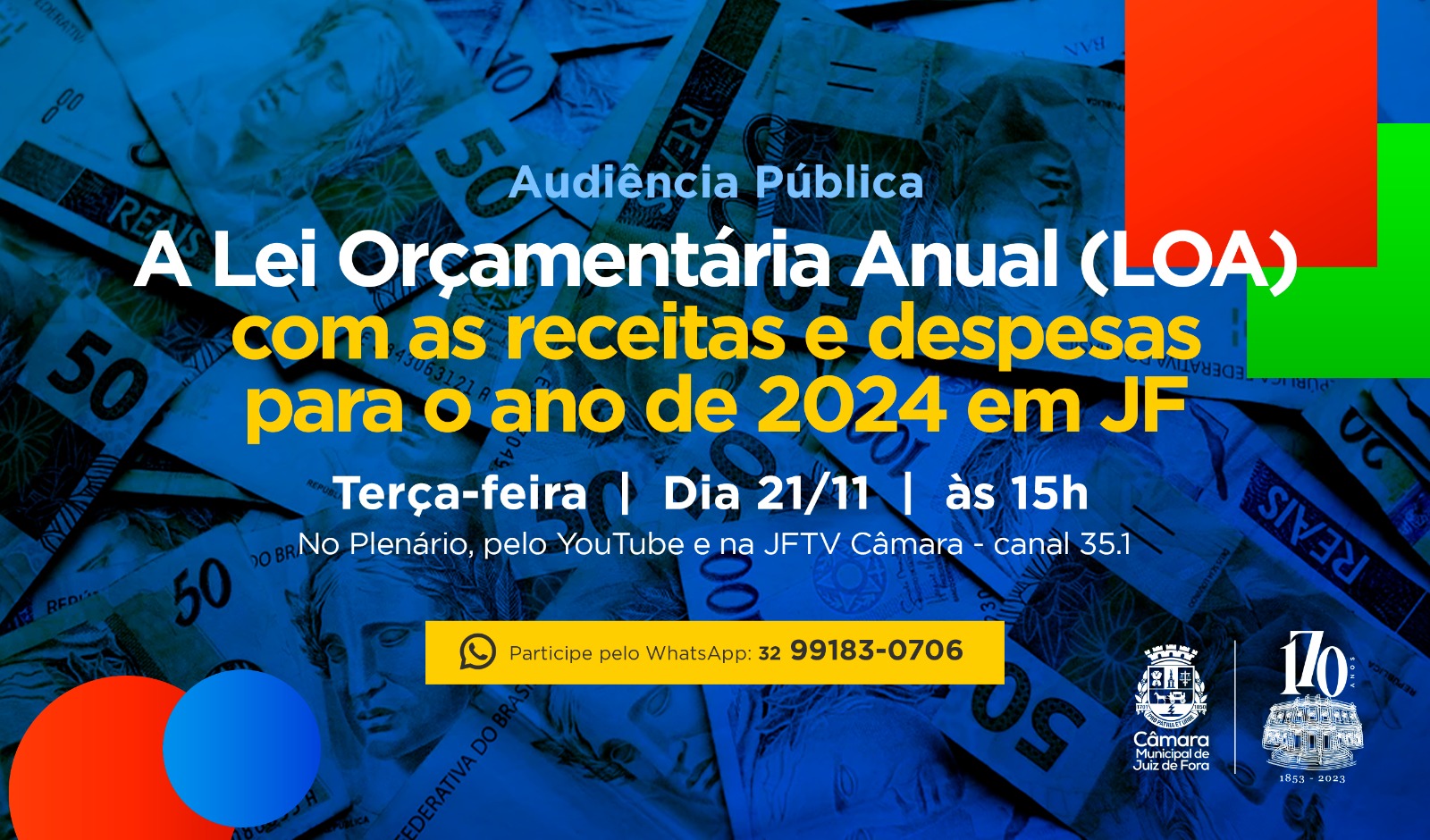Câmara debaterá LOA 2024 em Audiência Pública nesta terça, 21 (20/11/2023 00:00:00)