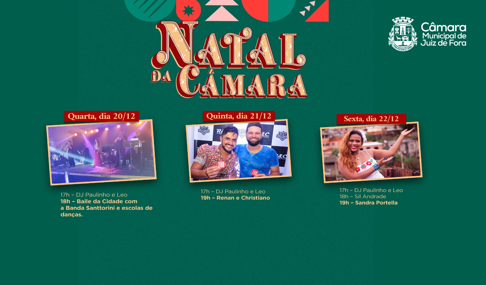 Natal 2023 - Câmara encerrará programação com música popular, samba e sertanejo (20/12/2023 00:00:00)