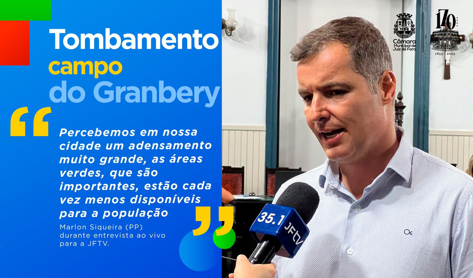 Ao Vivo - Marlon Siqueira fala sobre criação de área de lazer após o tombamento da área do campo do Granbery (16/01/2024 00:00:00)