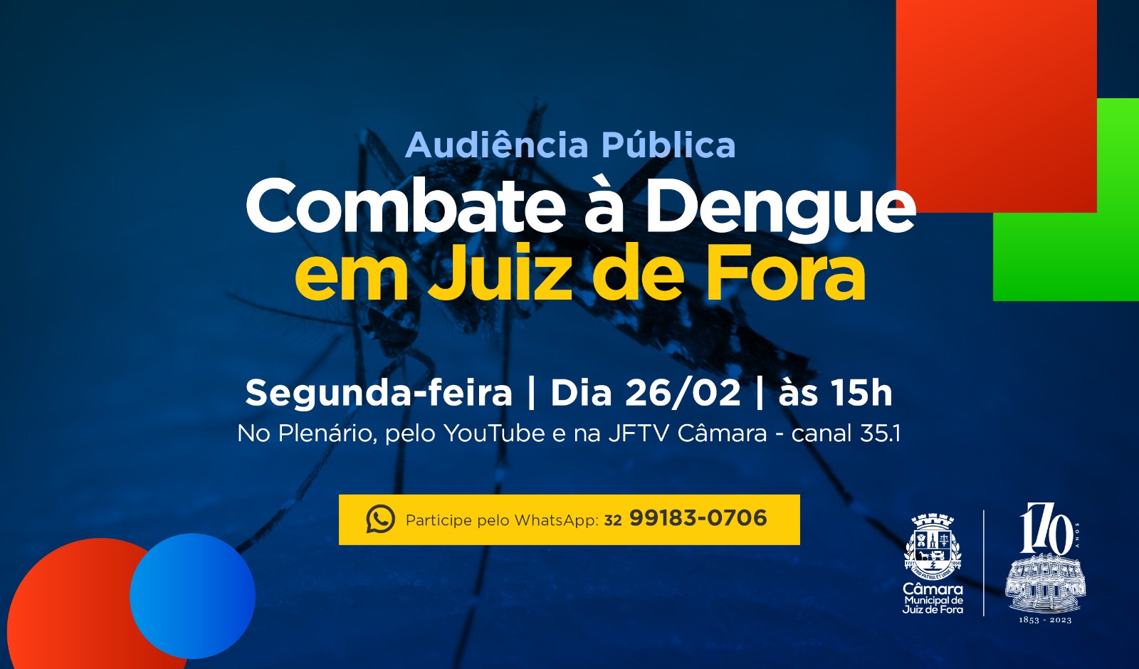 Audiência Pública abordará o combate à dengue no município na próxima segunda, 26 (23/02/2024 00:00:00)