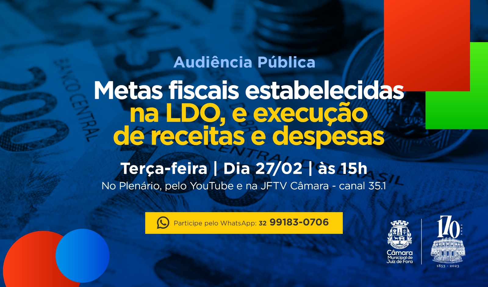Câmara discute Metas Fiscais em Audiência Pública nesta terça-feira, 27 (26/02/2024 00:00:00)