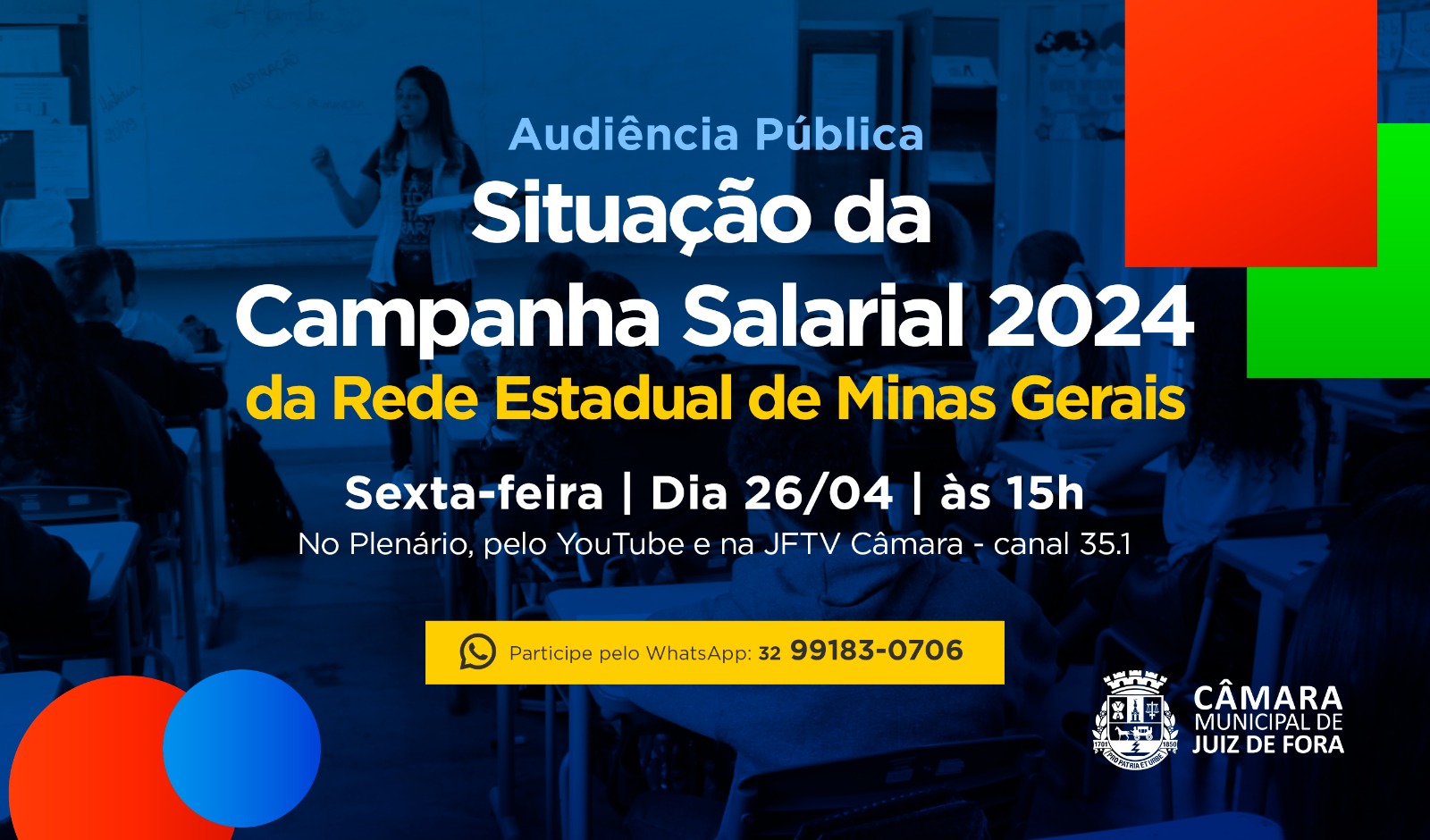 Câmara realizará Audiência Pública abordando a Campanha Salarial 2024 da Rede Estadual de MG (25/04/2024 00:00:00)