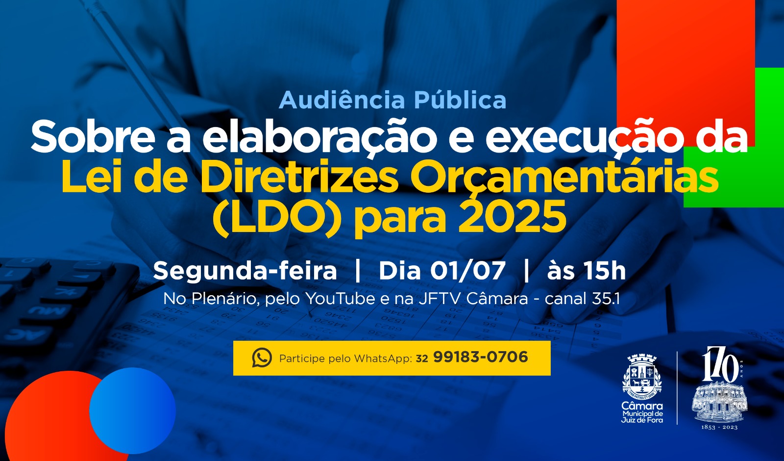 Câmara discutirá LDO 2025 em Audiência Pública nesta segunda, 1º de julho (01/07/2024 00:00:00)
