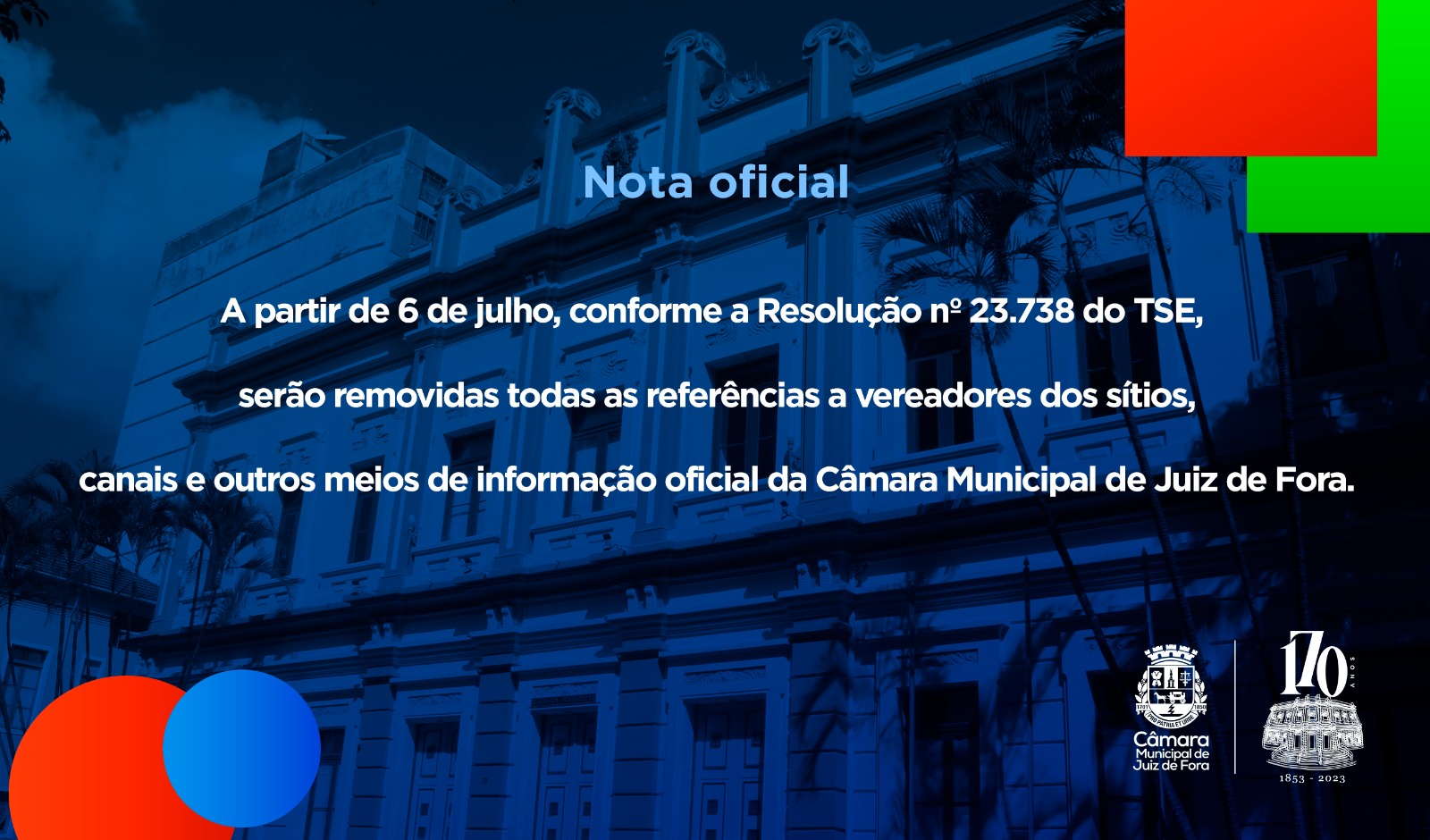 Período Eleitoral – Ajustes nas Plataformas Digitais da Câmara Municipal (05/07/2024 00:00:00)