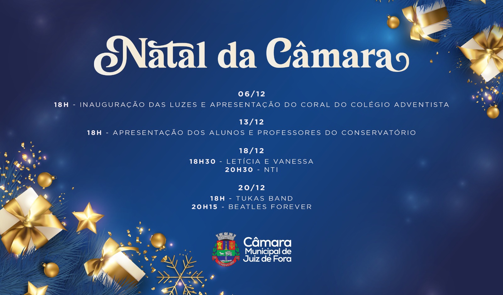 Natal 2024 - Câmara terá programação com luzes, apresentações musicais e culturais para o fim do ano (02/12/2024 00:00:00)