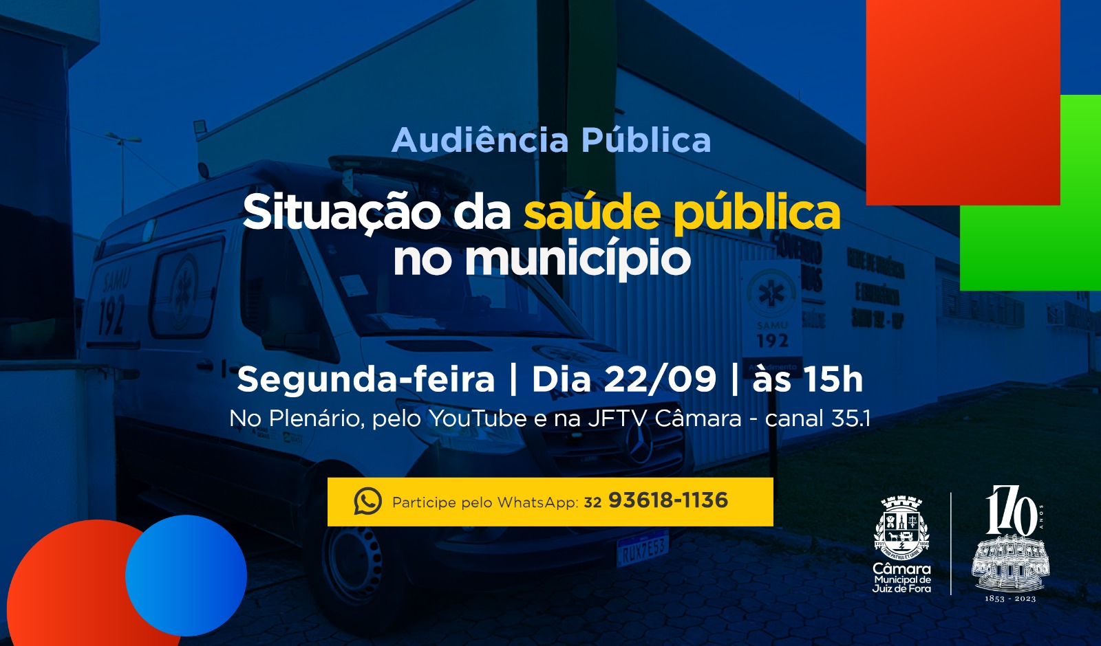 Câmara vai debater situação da saúde em Juiz de Fora em Audiência Pública (16/09/2025 00:00:00)