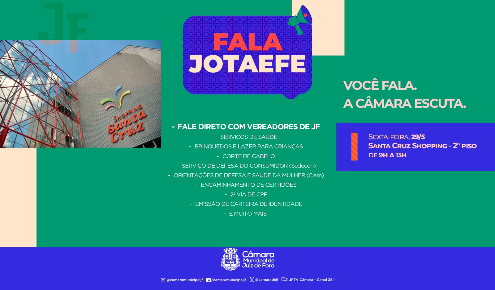 Fala JOTAEFE - Serviços gratuitos no Santa Cruz  Shopping (15/05/2026 00:00:00)