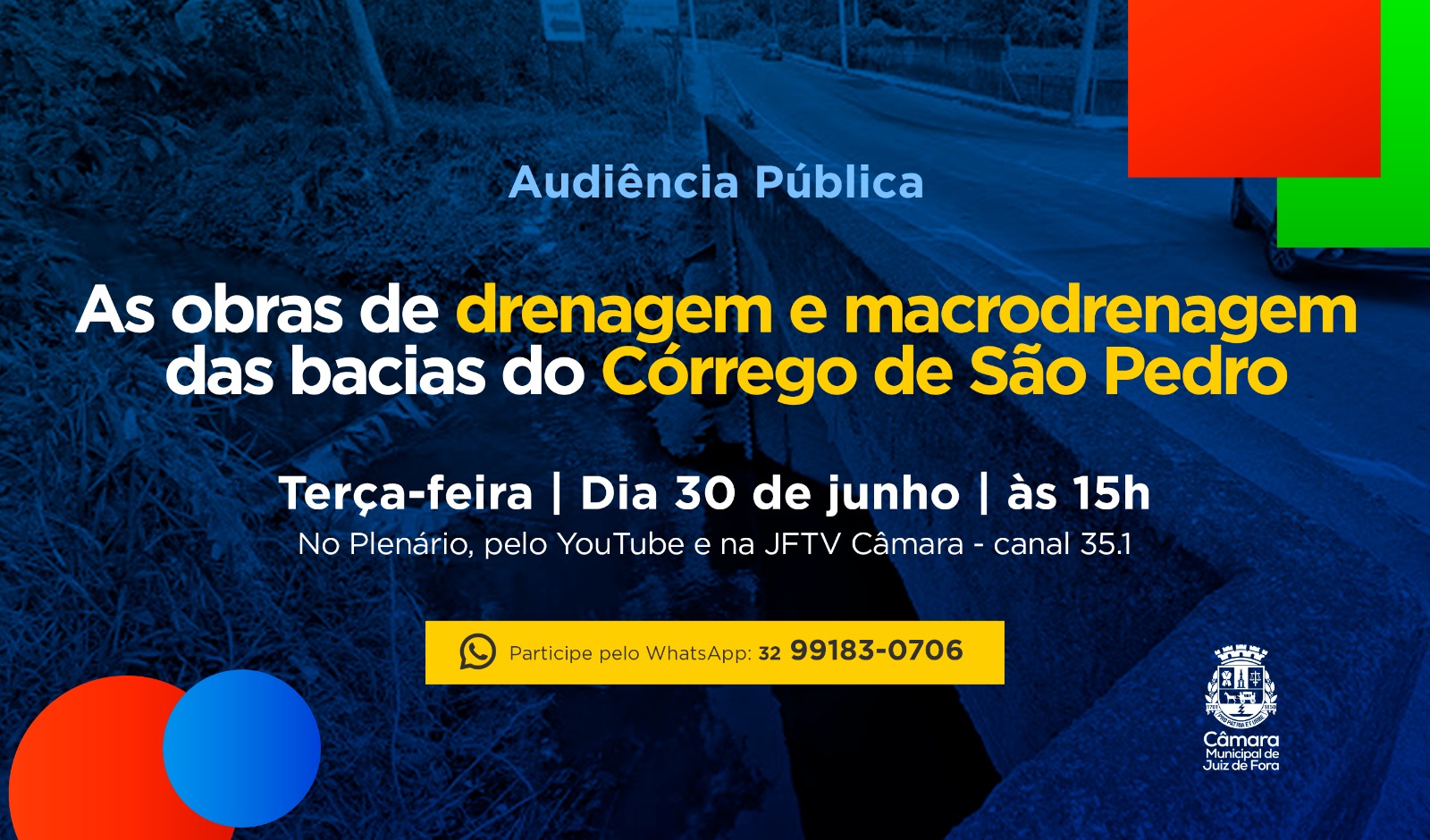 Audiência Pública - Obra de macrodrenagem da Bacia do Córrego São Pedro será tema de discussão dia 30 (29/06/2026 00:00:00)
