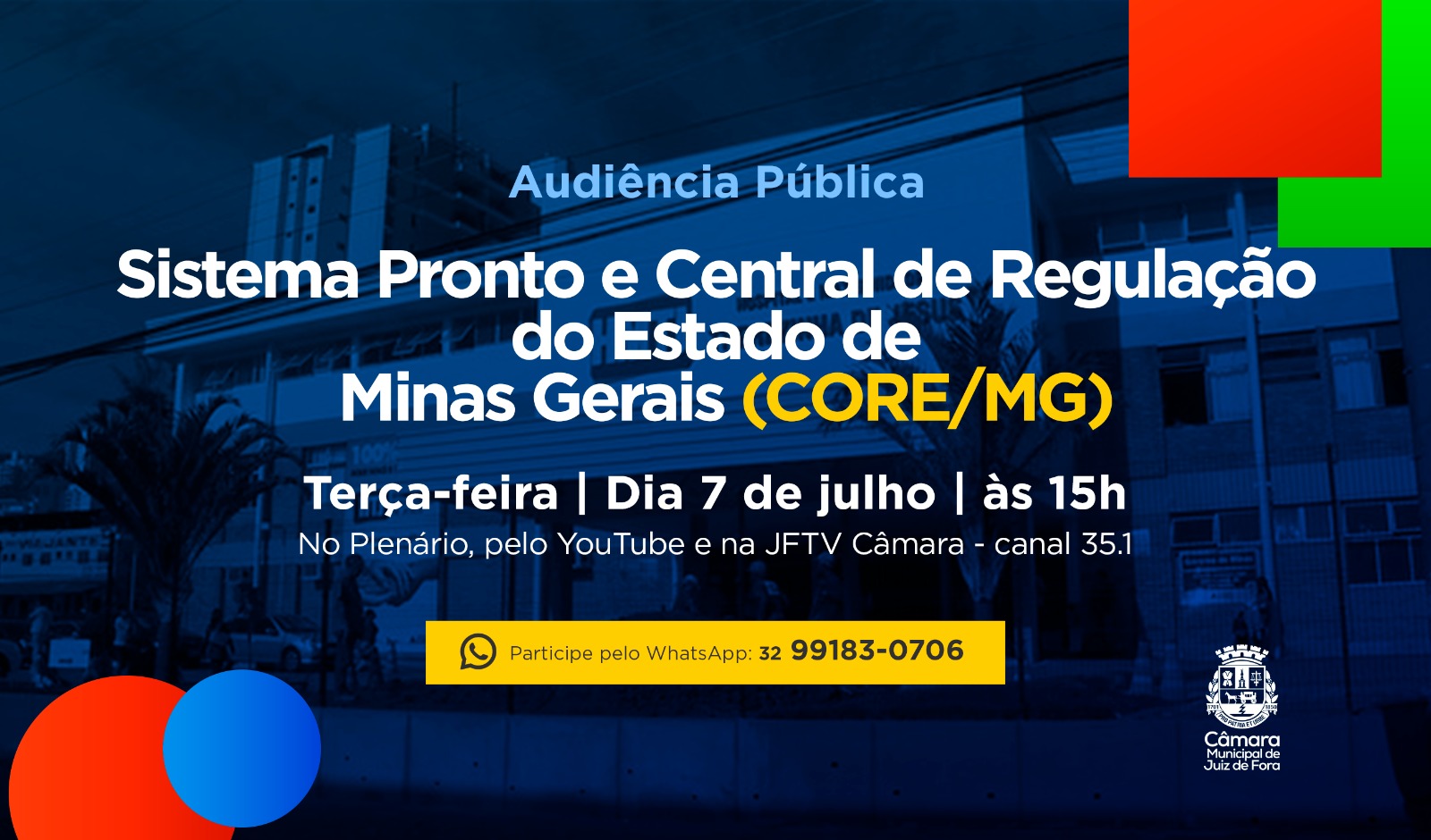 Audiência Pública - Sistema Pronto de regulação de vagas será debatido na Câmara (03/07/2026 00:00:00)