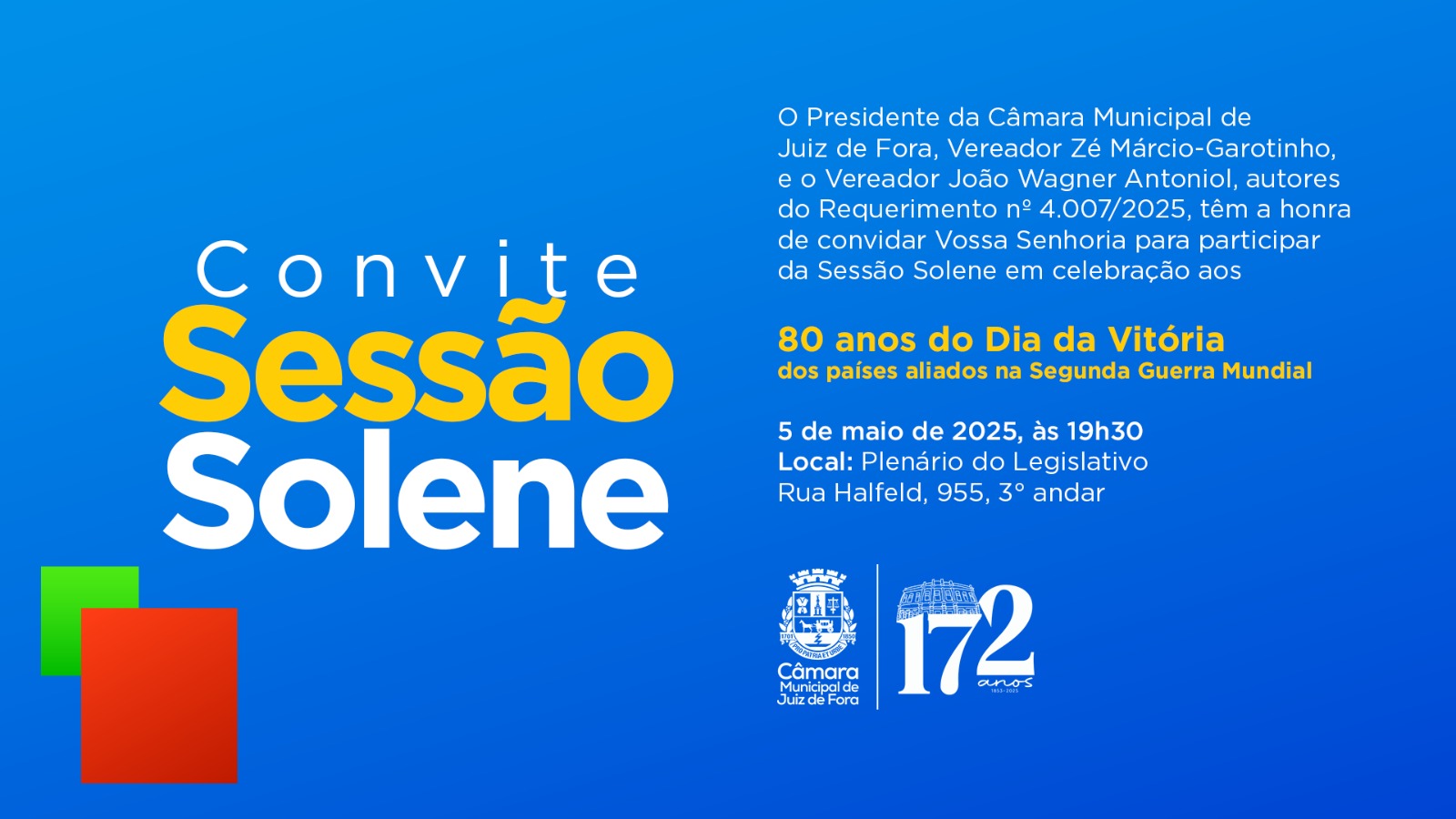 Câmara celebra hoje à noite os 80 anos da vitória dos Aliados na Segunda Guerra (05/05/2025 00:00:00)