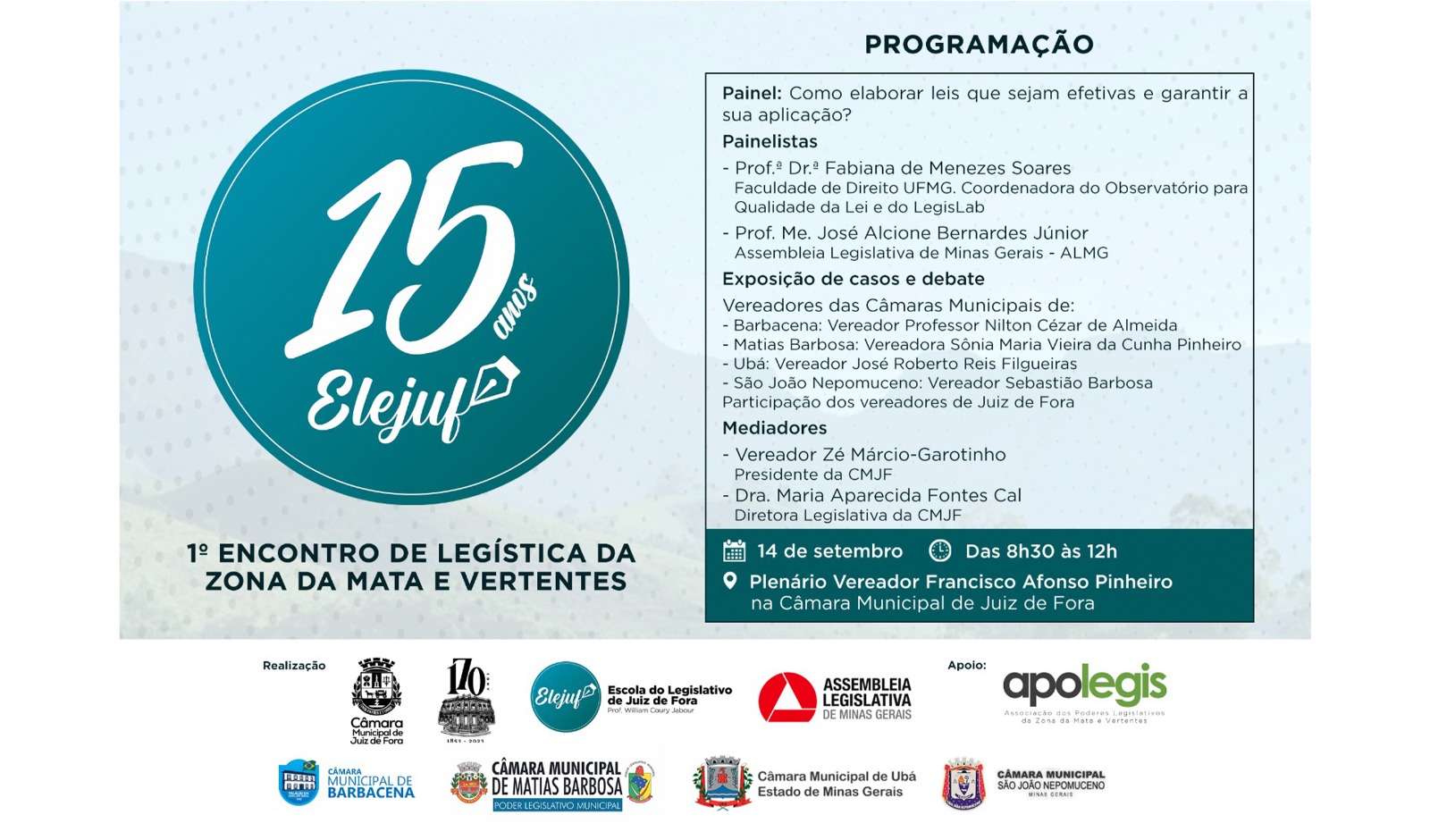 Câmara promoverá o 1º Encontro de Legística da Zona da Mata e Vertentes (06/09/2023 00:00:00)