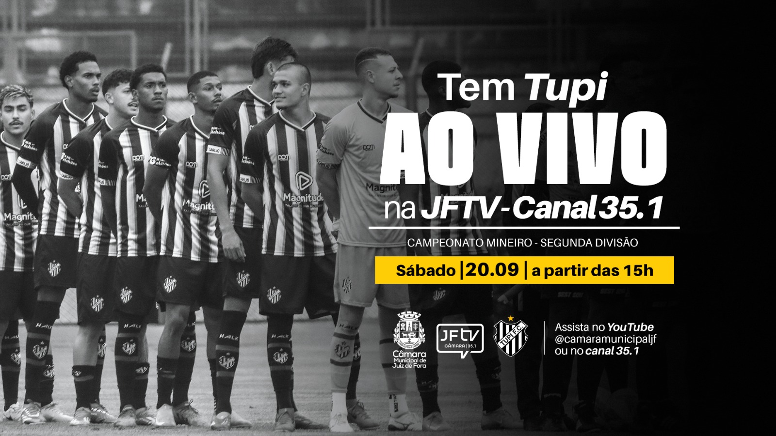 JFTV vai transmitir Tupi x Coimbra SAF no próximo sábado, dia 20 (18/09/2025 00:00:00)