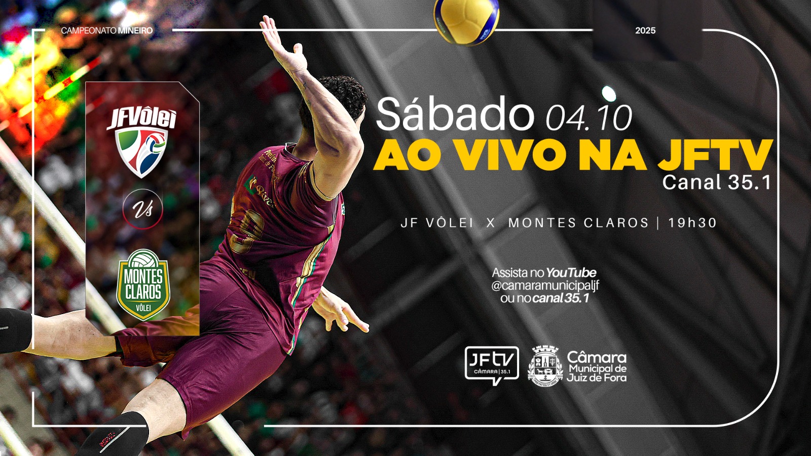 JFTV vai transmitir ao vivo jogo entre JF Vôlei e Montes Claros (02/10/2025 00:00:00)