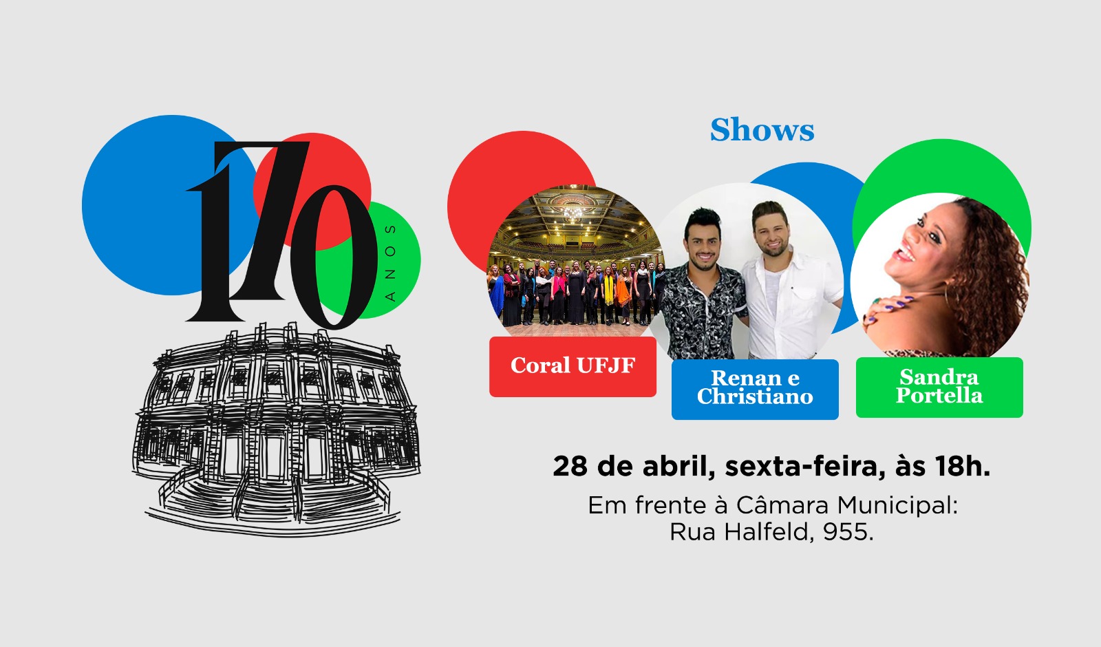 Câmara 170 anos - Shows de samba, sertanejo e coral nesta sexta, 28 (27/04/2023 00:00:00)